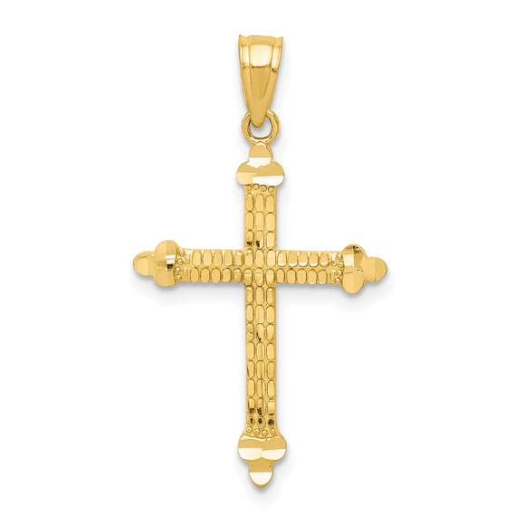 10k Budded Cross Pendant - Picture 2 of 4